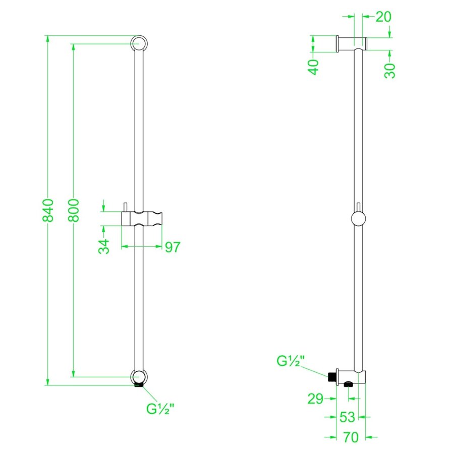 Glijstang IVY 80 cm Met Geintegreerde Wateruitlaat Geborsteld Nickel PVD