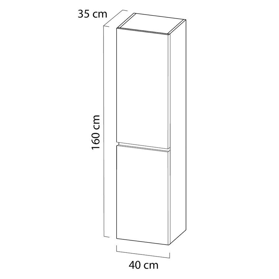 NIET MEER LEVERBAAR Hoge Kolomkast Tiger Loft 40 cm Mat Zwart