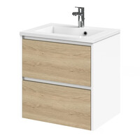 Wastafelonderkast Tiger Reverse 60 cm Naturel Eik - Mat Wit