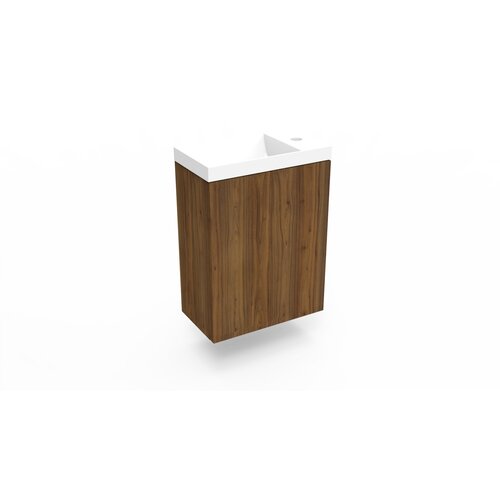 Fonteinkast Maddison Oak Arcqua Luna 40x55x28 cm Incl. Fontein Glans Wit Zonder Overloop 