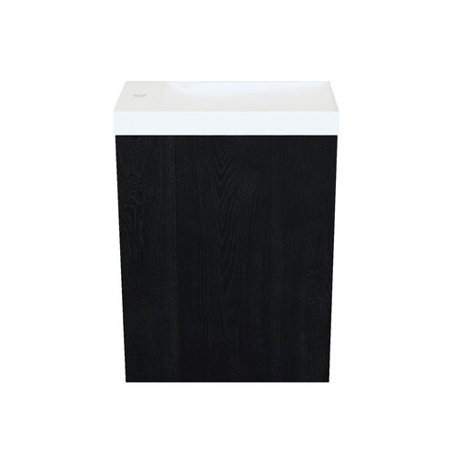 Fonteinkast Black Oak Arcqua Luna 40x55x28 cm Incl. Fontein Glans Wit Met Overloop 