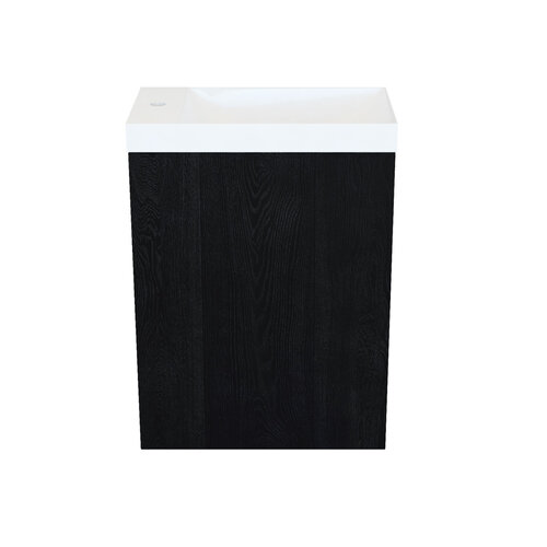 Fonteinkast Black Oak Arcqua Luna 40x55x28 cm Incl. Fontein Glans Wit Zonder Overloop 
