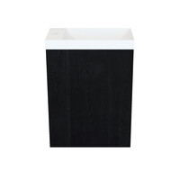 Fonteinkast Black Oak Arcqua Luna 40x55x28 cm Incl. Fontein Mat Wit Zonder Overloop