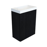 Fonteinkast Black Oak Arcqua Luna 40x55x28 cm Incl. Fontein Mat Wit Zonder Overloop