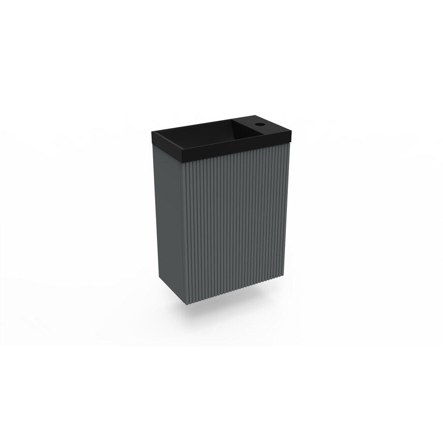 Fonteinkast Cement Arcqua Ridge 40x55x28 cm Incl. Fontein Mat Zwart Zonder Overloop