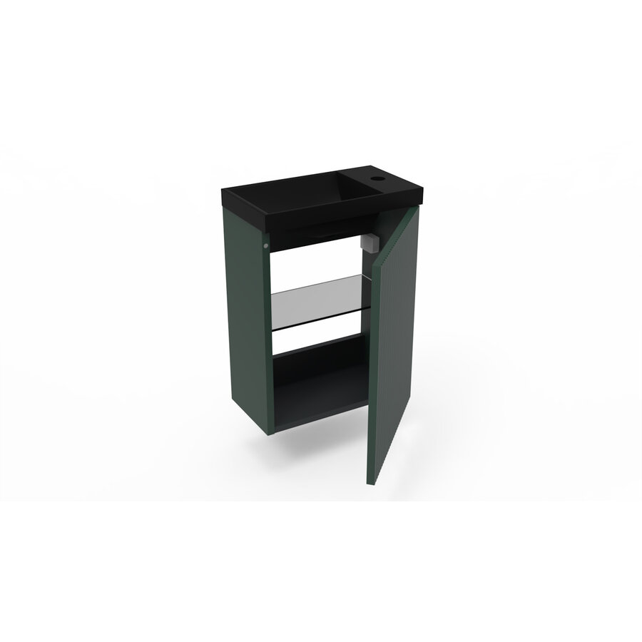 Fonteinkast Highland Green Arcqua Ridge 40x55x28 cm Incl. Fontein Mat Zwart Zonder Overloop