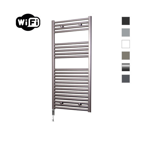 Elektrische Radiator Sanicare HWV Met Wifi 111,8x45 cm Inox Look 596W Met Thermostaat Chroom Linksonder 