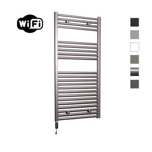 Elektrische Radiator Sanicare HWV Met Wifi 111,8x45 cm Inox Look 596W Met Thermostaat Zwart Linksonder 