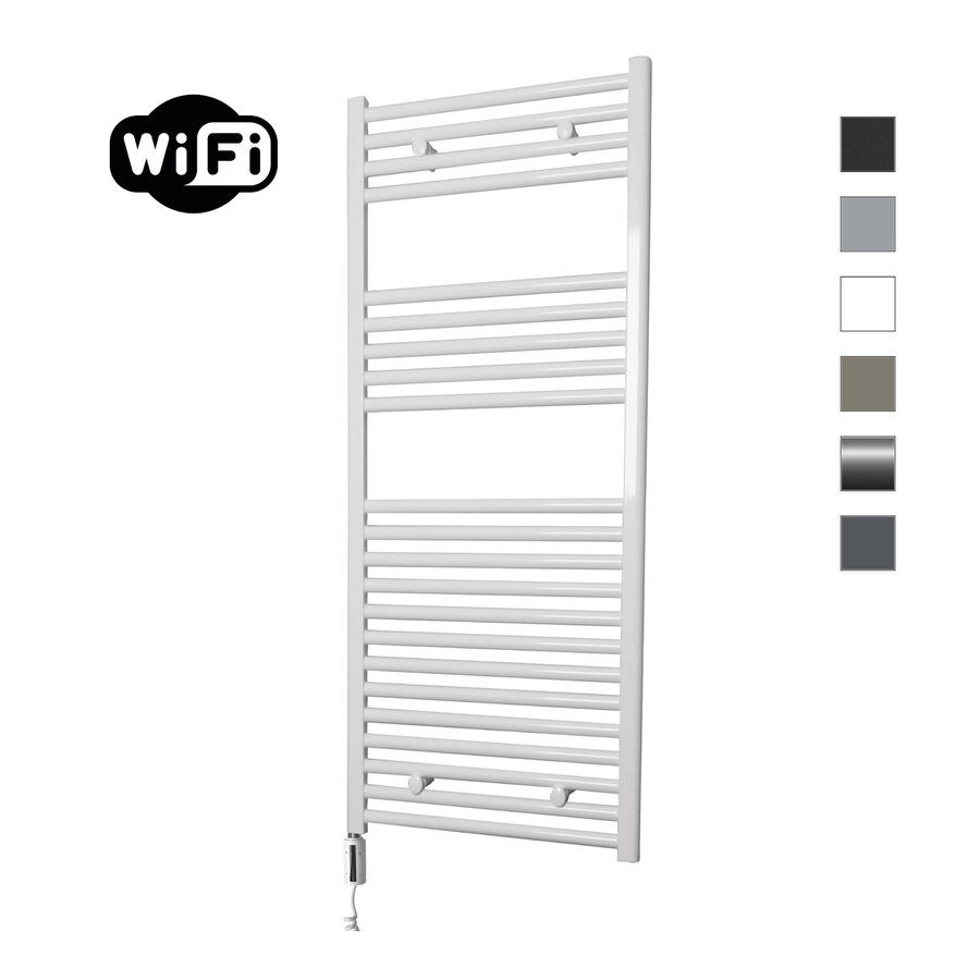 Elektrische Radiator Sanicare HWV Met Wifi 111,8x45 cm Wit 596W Met Thermostaat Wit Linksonder