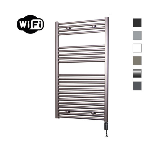 Elektrische Radiator Sanicare HWV Met Wifi 111,8x60 cm Inox Look 730W Met Thermostaat Zwart Rechtsonder 