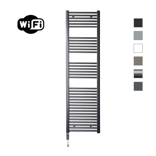 Elektrische Radiator Sanicare HWV Met Wifi 172x45 cm Gunmetal 920W Met Thermostaat Chroom Linksonder 