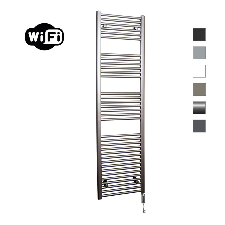 Elektrische Radiator Sanicare HWV Met Wifi 172x45 cm Inox Look 920W Met Thermostaat Chroom Linksonder