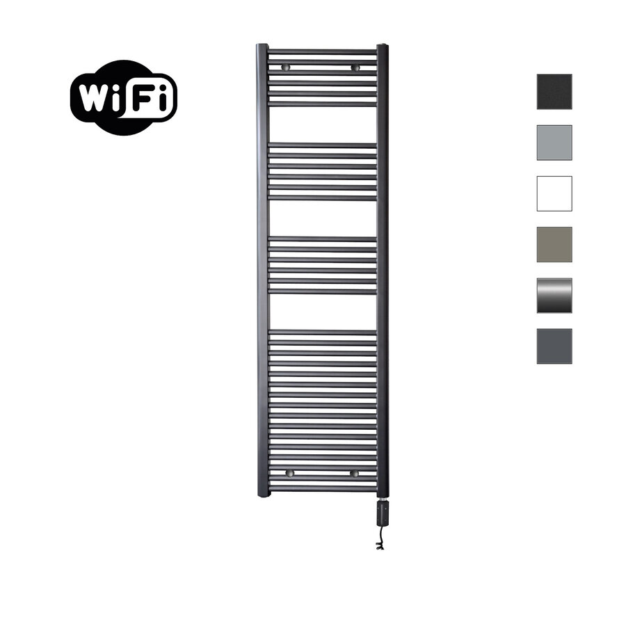Elektrische Radiator Sanicare HWV Met Wifi 172x45 cm Gunmetal 920W Met Thermostaat Zwart Rechtsonder