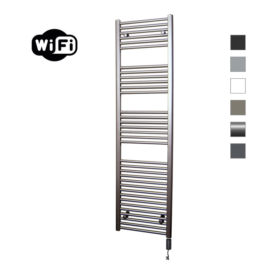 Elektrische Radiator Sanicare HWV Met Wifi 172x45 cm Inox Look 920W Met Thermostaat Zwart Rechtsonder