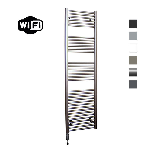Elektrische Radiator Sanicare HWV Met Wifi 172x45 cm Inox Look 920W Met Thermostaat Zwart Linksonder 