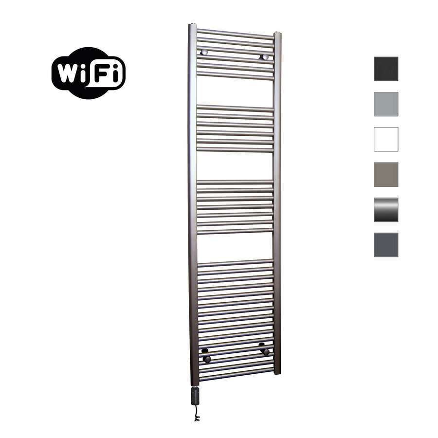Elektrische Radiator Sanicare HWV Met Wifi 172x45 cm Inox Look 920W Met Thermostaat Zwart Linksonder