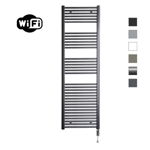 Elektrische Radiator Sanicare HWV Met Wifi 172x60 cm Gunmetal 1127W Met Thermostaat Chroom Rechtsonder 