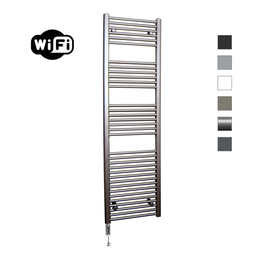 Elektrische Radiator Sanicare HWV Met Wifi 172x60 cm Inox Look 1127W Met Thermostaat Chroom Linksonder
