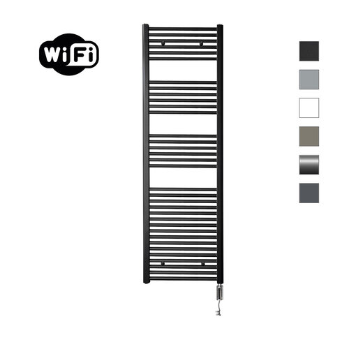 Elektrische Radiator Sanicare HWV Met Wifi 172x60 cm Mat Zwart 1127W Met Thermostaat Chroom Rechtsonder 