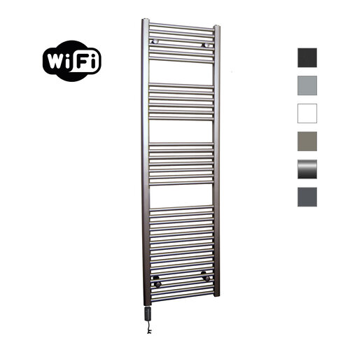 Elektrische Radiator Sanicare HWV Met Wifi 172x60 cm Inox Look 1127W Met Thermostaat Zwart Linksonder 
