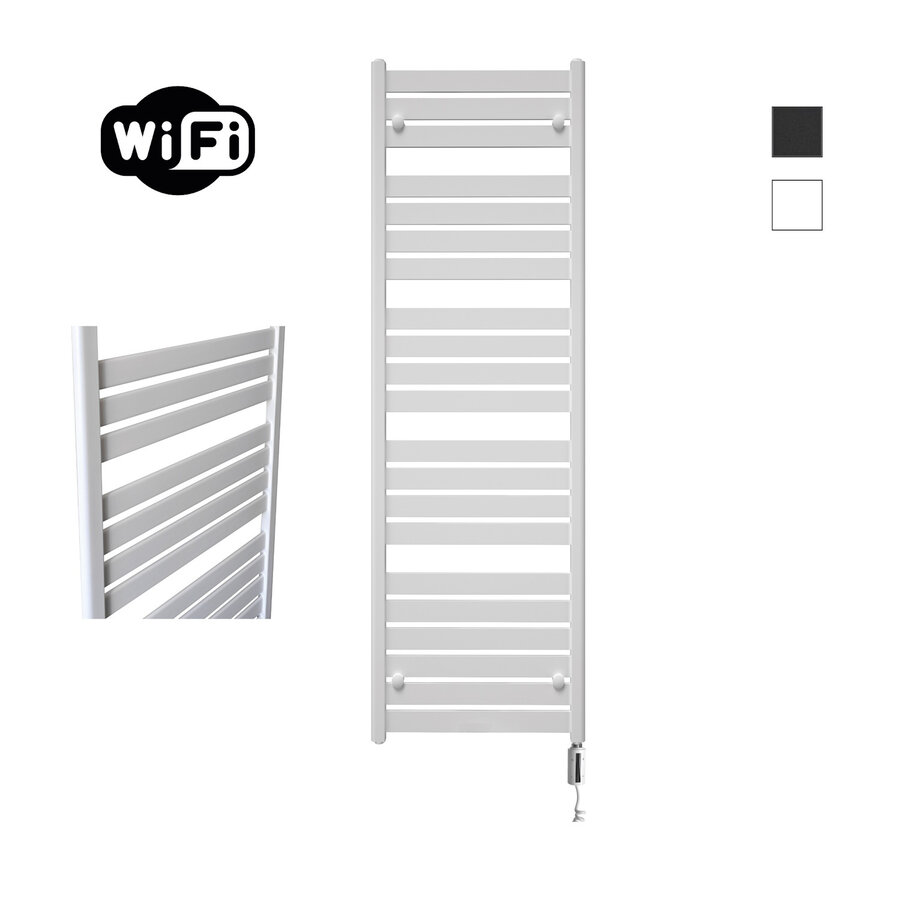 Elektrische Radiator Sanicare HWV - Moda Met Wifi 160x60 cm Mat Wit 1159W Met Thermostaat Wit Rechtsonder