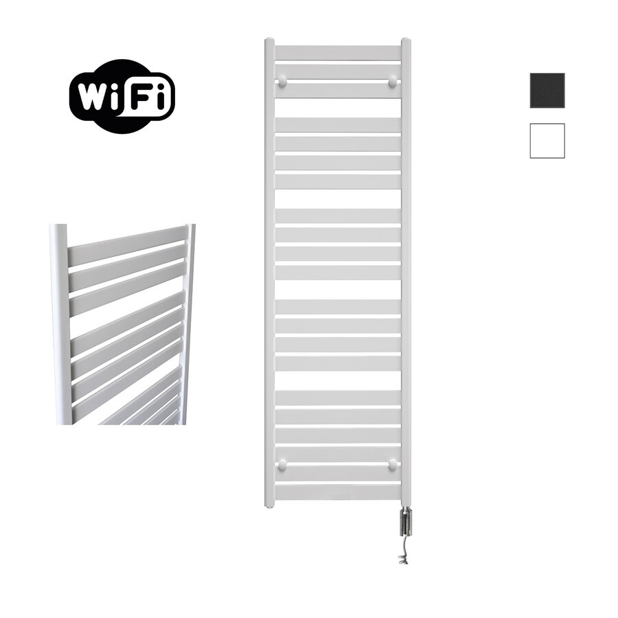 Elektrische Radiator Sanicare HWV - Moda Met Wifi 160x60 cm Mat Wit 1159W Met Thermostaat Chroom Rechtsonder