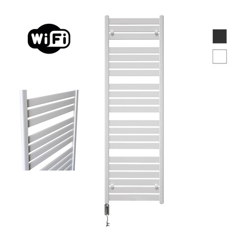 Elektrische Radiator Sanicare HWV - Moda Met Wifi 160x60 cm Mat Wit 1159W Met Thermostaat Chroom Linksonder 
