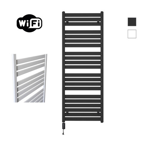 Elektrische Radiator Sanicare HWV - Moda Met Wifi 160x60 cm Mat Zwart 1159W Met Thermostaat Zwart Linksonder 