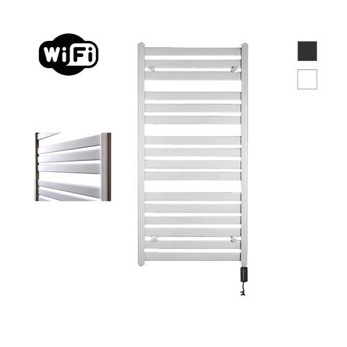 Elektrische Radiator Sanicare HWV - Moda Met Wifi 120x60 cm Mat Wit 876W Met Thermostaat Zwart Rechtsonder 