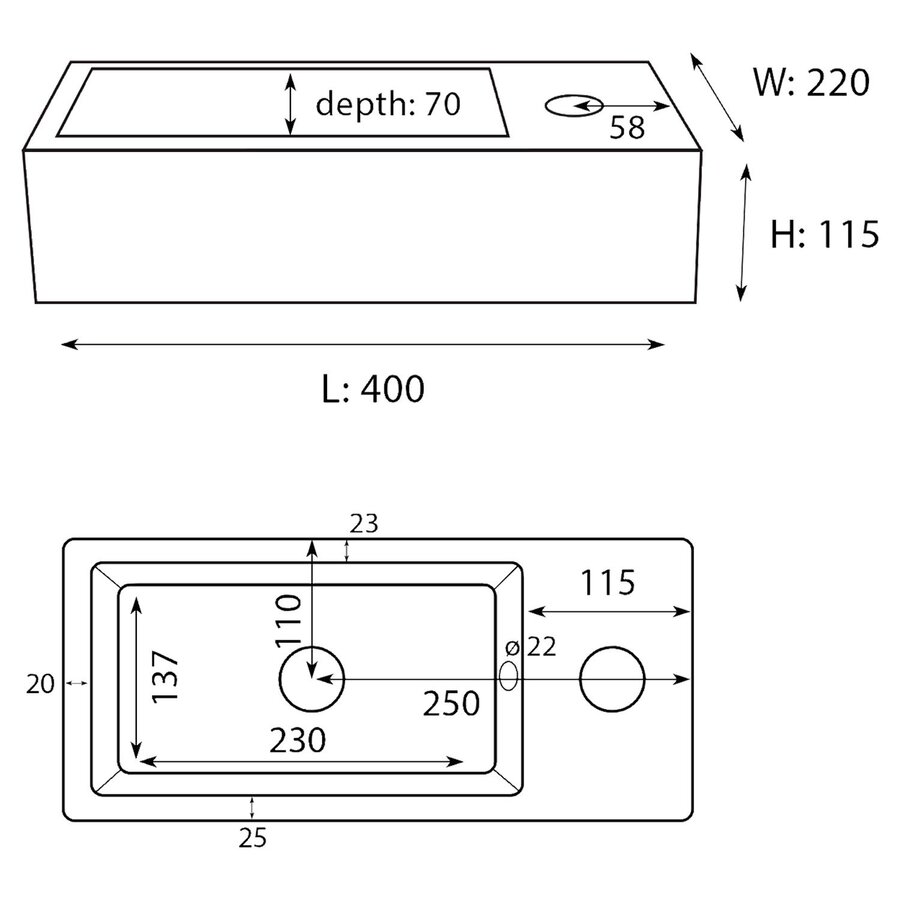 Fontein Differnz Hura I 40x22 cm Keramiek Wit