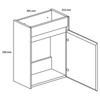 Fonteinkast Differenz Hura L Links/Rechts 40 cm Met Ribbel Eiken