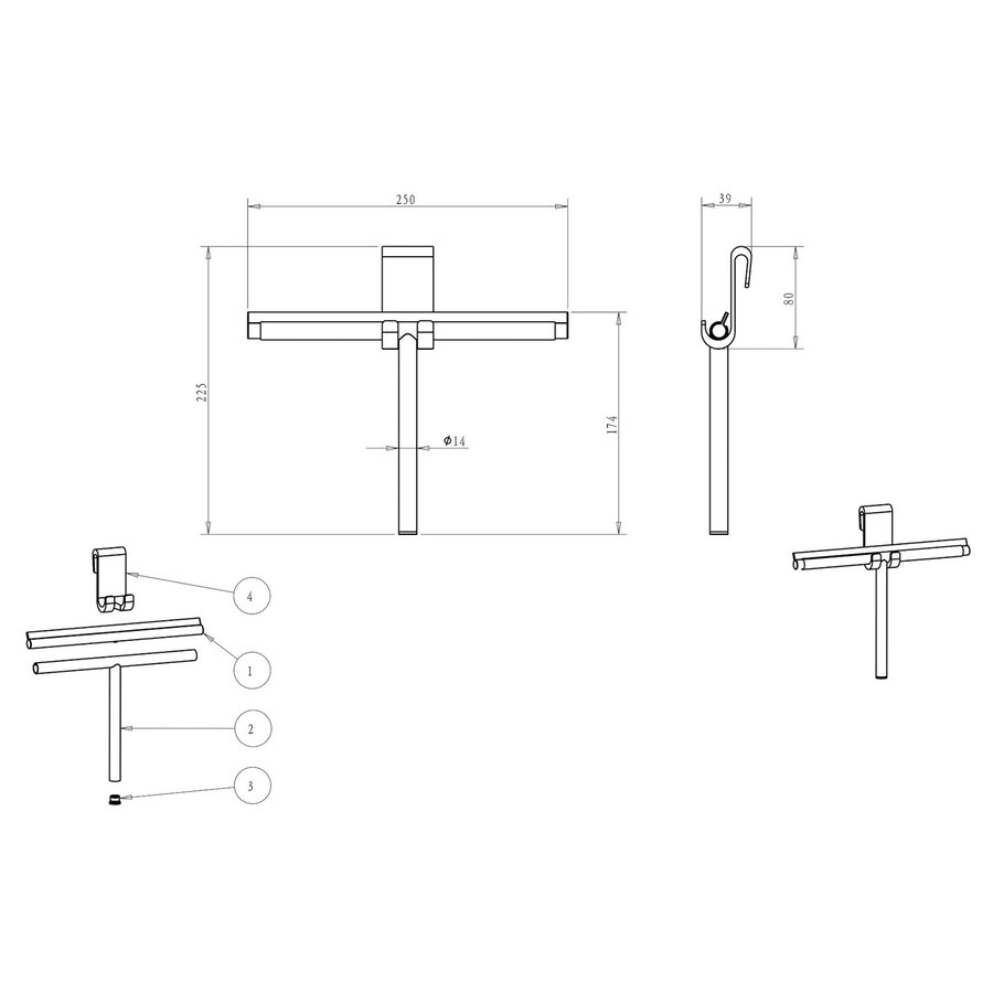 Raamwisser Wiesbaden Alonzo Met Flexibele Glashaak Geborsteld Messing