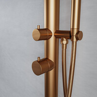 Buitendouche vrijstaand Fortifura Outdoor Deluxe Regendouche Met Handdouche Geborsteld Koper