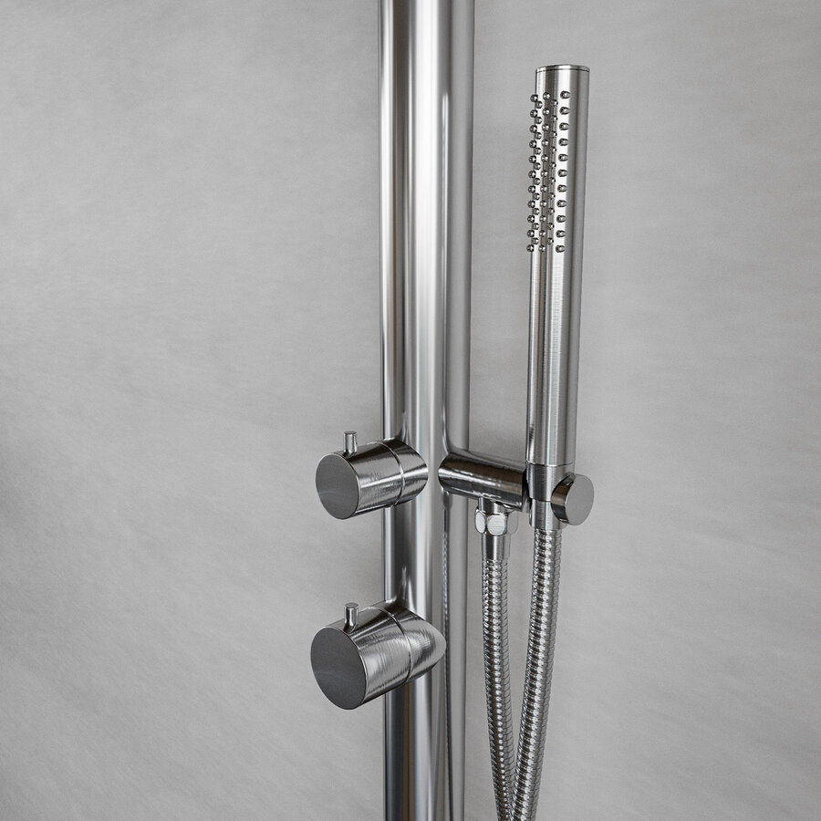 Buitendouche Fortifura Outdoor Original Wandmodel Met Handdouche Geborsteld RVS