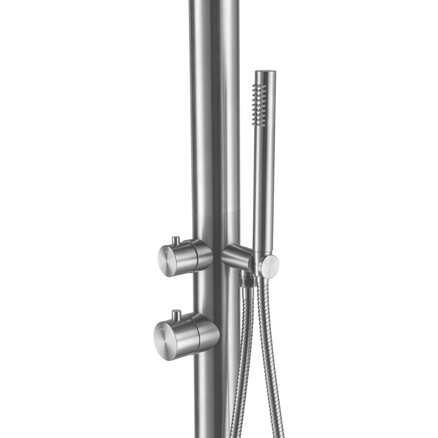 Buitendouche vrijstaand Fortifura Outdoor Original Met Handdouche Geborsteld RVS