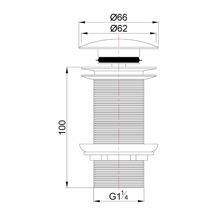Clickwaste Afvoerplug BWS Karsten Verlengd 5/4" Mat Wit