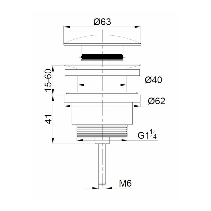 Clickwaste Afvoerplug BWS Karsten 5/4" Glans Wit