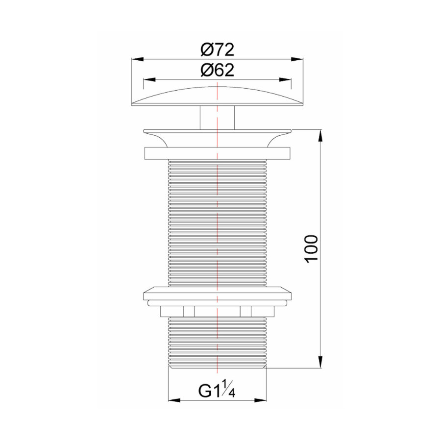 Open Afvoerplug Wiesbaden Caral Verlengd 5/4" Glans Wit