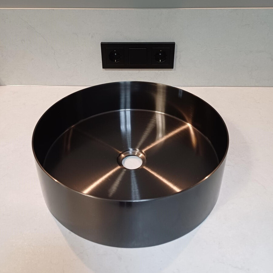 Opbouw Wastafel Sanimex Onyx RVS Rond Gunmetal