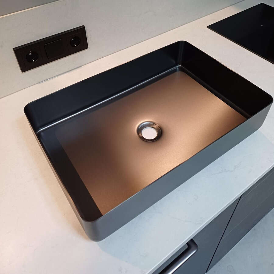 Opbouw Wastafel Sanimex Onyx RVS Rechthoekig Gunmetal