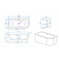 Half Vrijstaand Hoekbad BWS Danielle Links 170x78 Wit