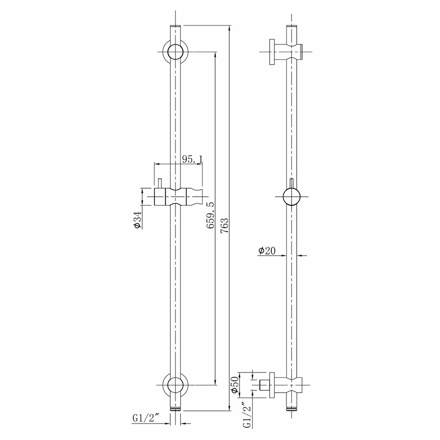 Glijstang BWS Lim 76,5 cm Met Wateraansluiting Geborsteld Messing