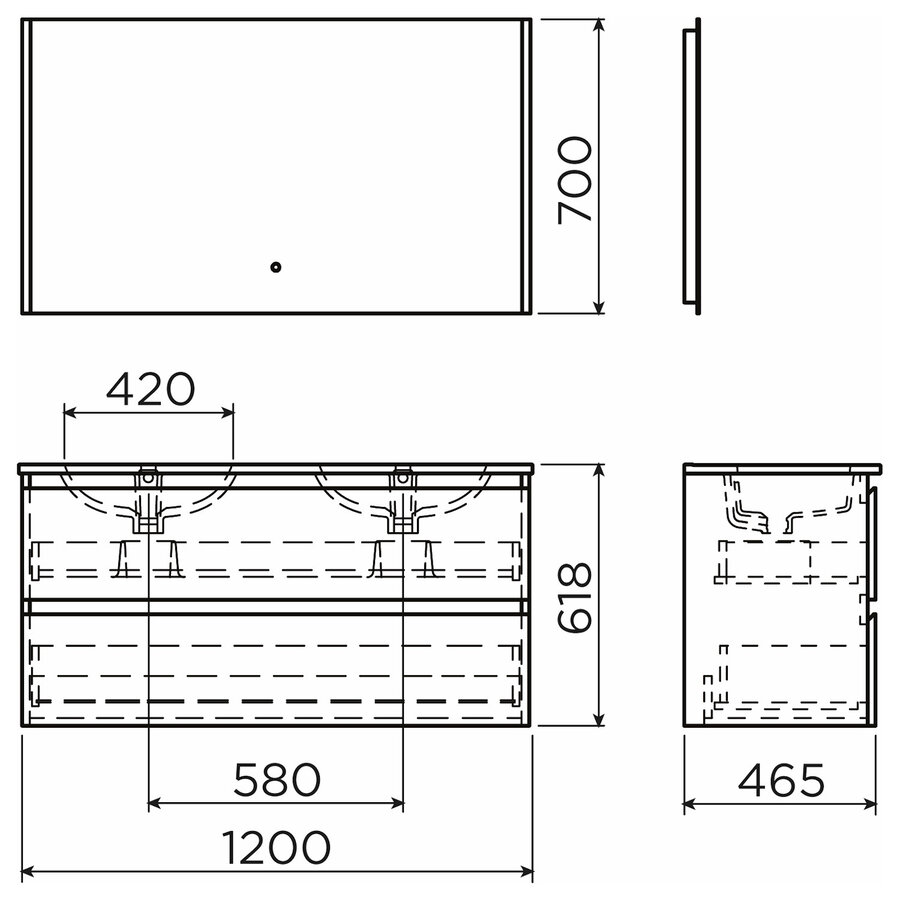 Badkamermeubelset Dubbele Wasbak 120 CM Grieks Eiken