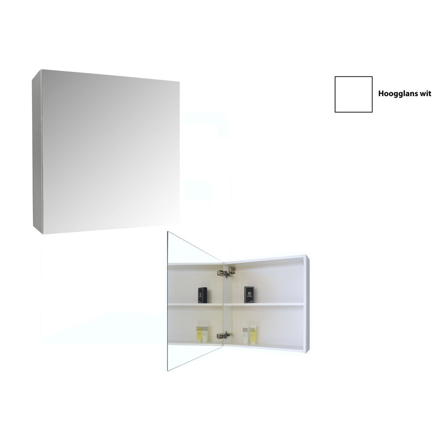 Spiegelkast Sanicare Qlassics 60 cm 1 Deur Hoogglans Wit Rechts