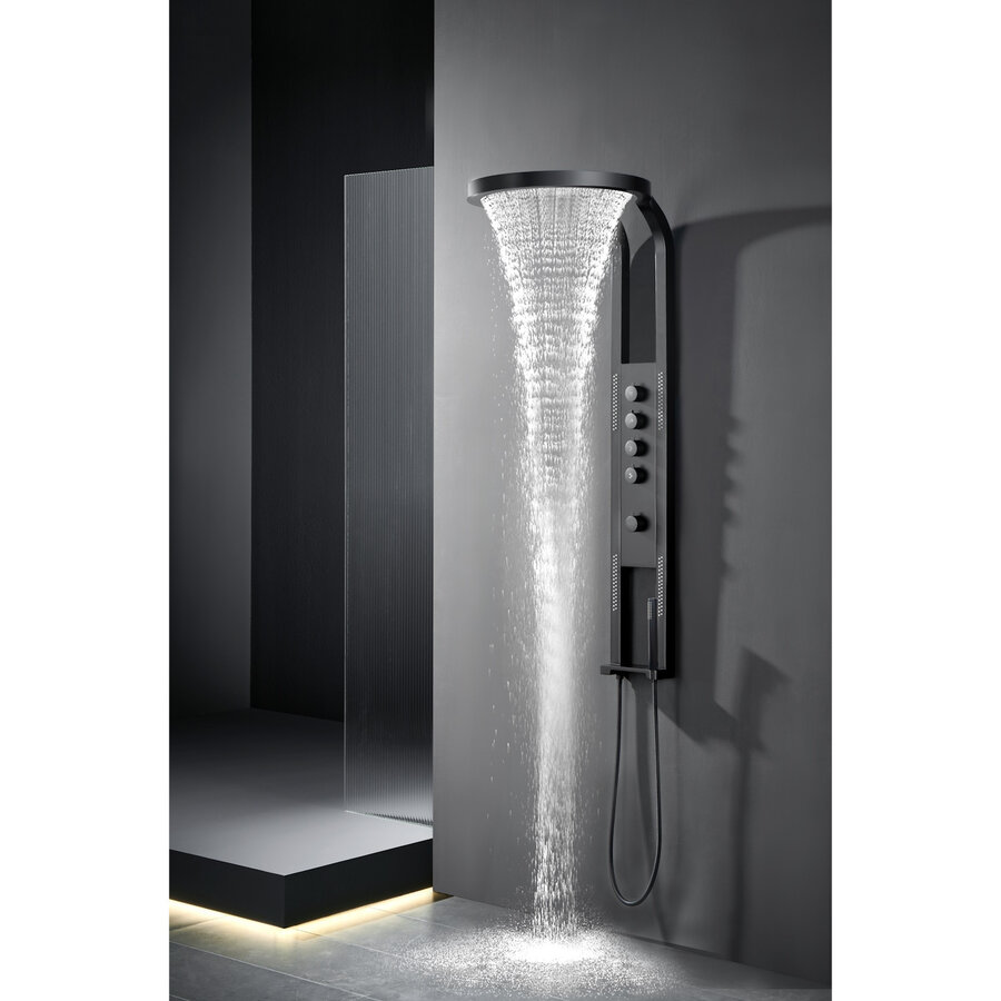 Douchepaneel Nero Future Best Design Met Massagejets en Handdouche Mat Zwart