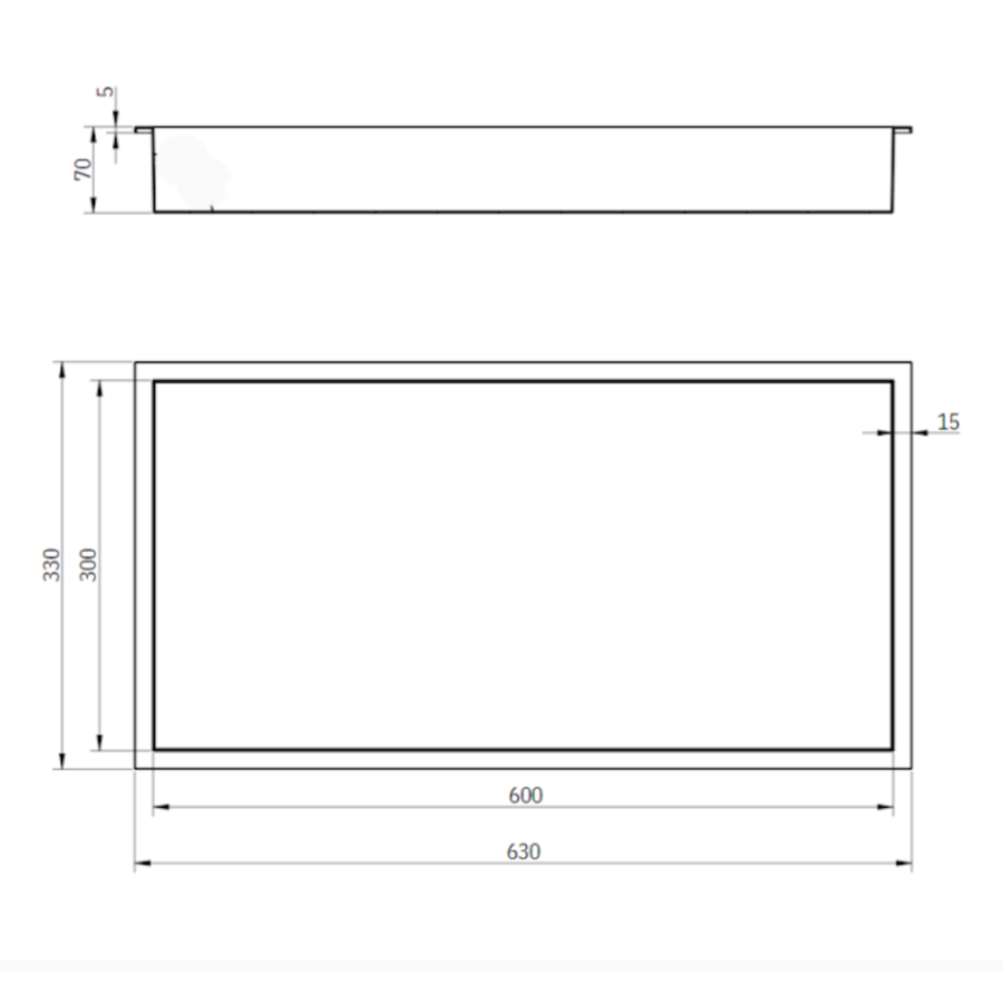 Inbouwnis Luca Sanitair 60x30x6,5cm RVS Geborsteld Goud PVD