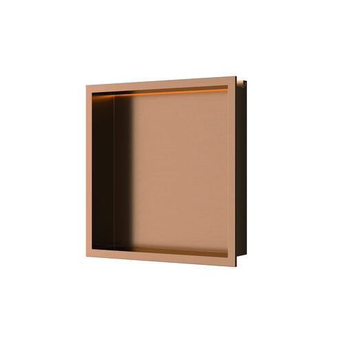 Inbouwnis Luca Sanitair 30x30x6,5cm RVS Geborsteld Koper PVD + LED verlichting 