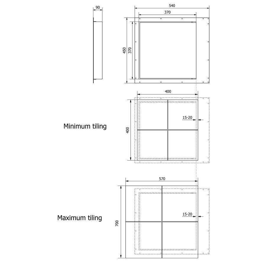 Inspectiedeuren Sapho Zarz 40x40 cm Onder Tegels Klikopening Gegalvaniseerd Staal
