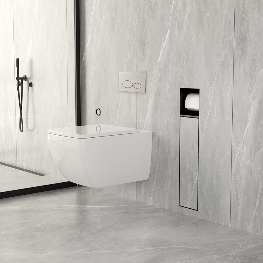 Toiletrol- en Borstelhouder Inbouw BWS Milan Betegelbaar Mat Zwart