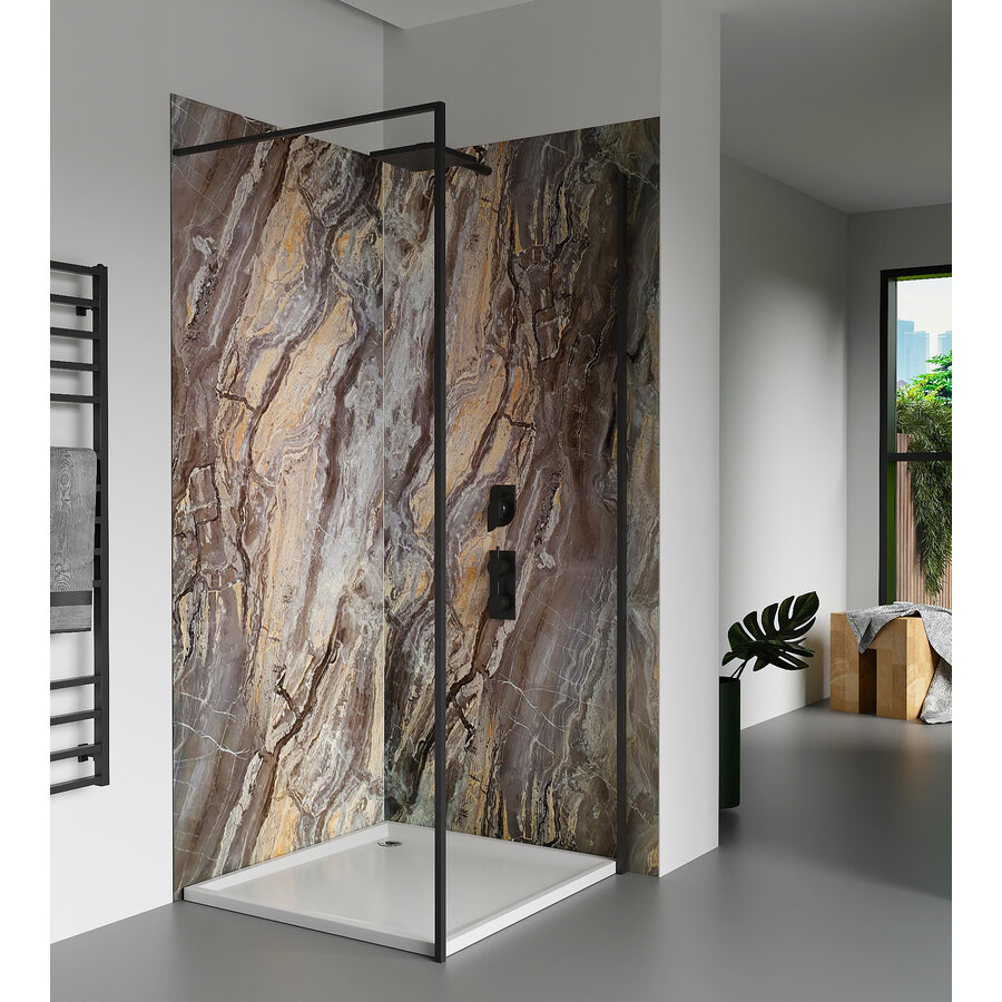 Wandpaneel Isodeco Onyx Arabesque 122x260 cm Waterbestendig Hoogglans (Prijs per Plaat)